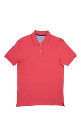 Photo red of an empty polo shirt isolated on a white background, isolated.