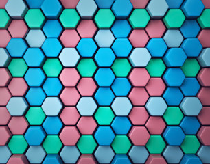 Abstract hexagon pattern background. pastel minimal colors. 3d rendering