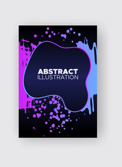 Modern abstract vector banners. Ink style poster shapes of gradient colors on black background.