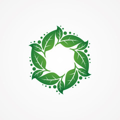 Flow green leaf icon for element design symbol isolated white background