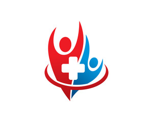 People plus logo template design, emblem, symbol or icon