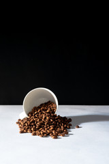 cup of coffee with beans