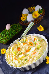 Spring egg salad chives and delicious mayonnaise.
