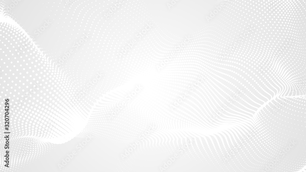 Poster dot white gray wave light technology texture background. abstract big data digital concept. 3d rende