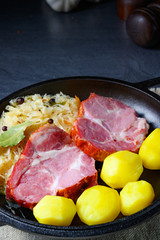 boiled sauerkraut and delicious saddle of pork