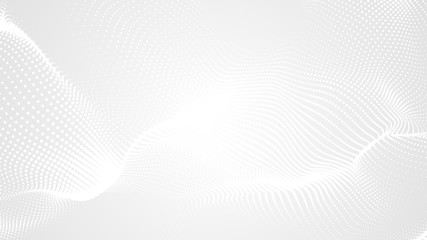 Fototapeta na wymiar Dot white gray wave light technology texture background. Abstract big data digital concept. 3d rendering.