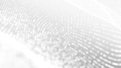 Dot white gray wave light technology texture background. Abstract big data digital concept. 3d rendering.