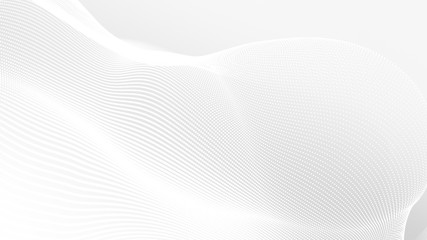 Dot white gray wave light technology texture background. Abstract big data digital concept. 3d rendering.