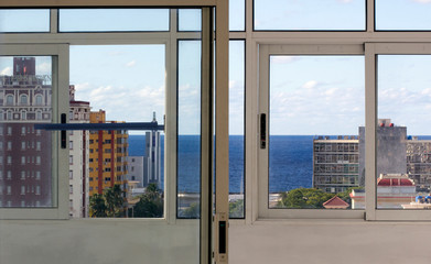 landscape through the window of a havana hotel