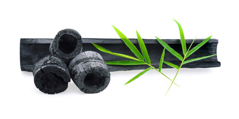 Natural wood charcoal or hard wood charcoal isolated on white background