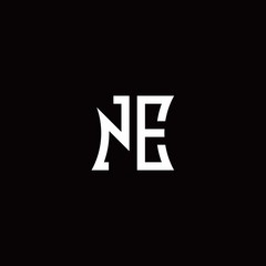 NE monogram logo with curved side style design template