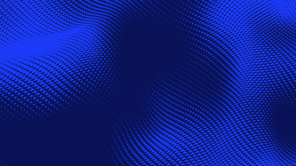 Dot blue wave light screen gradient texture background. Abstract  technology big data digital background. 3d rendering.