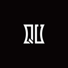 Fototapeta na wymiar QU monogram logo with curved side style design template