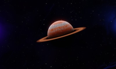3d planet Saturn in space