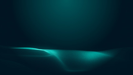 Dot green wave light screen gradient texture background. Abstract  technology big data digital background. 3d rendering.