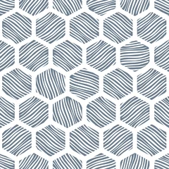 Foto op Plexiglas Hexagon Naadloos honingraatpatroon met hand getrokken texturen.
