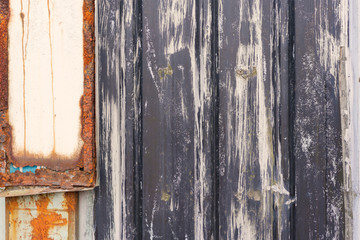 rust and metal on wooden planks wall texture abstract for background