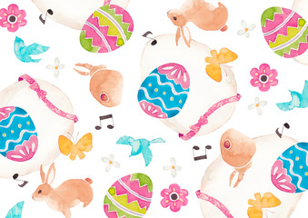 イースター テキスタイル 背景　水彩 イラスト