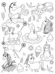 Fototapeta na wymiar easy to edit vector illustration of colorful trendy fairy tale unicorn invitation card element for Birthday