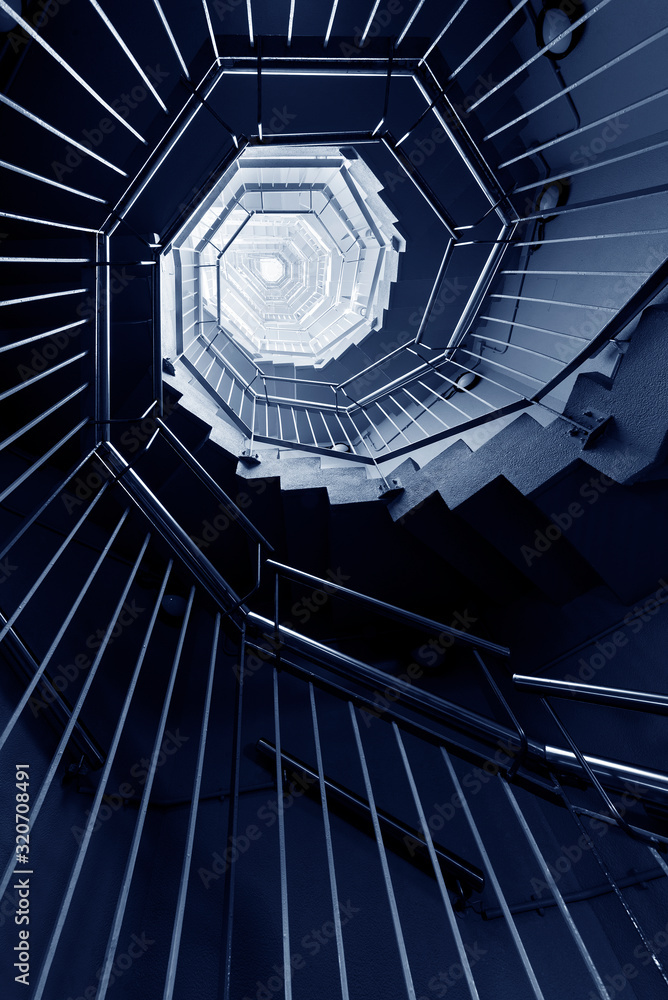 Poster Spiral staircase. Modern Building abstract background