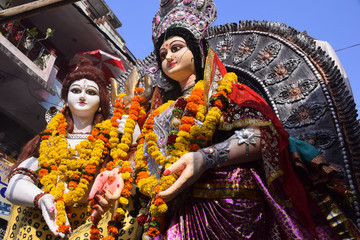 panoramic tableau of indian hindu god shiva and parvati. mahashivratri, hindu festival
