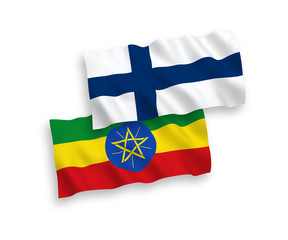 Flags of Finland and Ethiopia on a white background