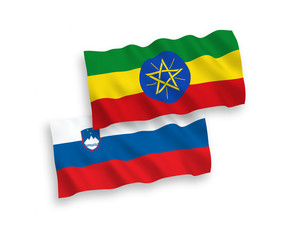 Flags of Slovenia and Ethiopia on a white background