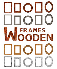 Set of wooden frames for your design. Redwood, white and light wood. Good for social media and blog design.