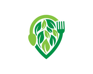 Healthy food point logo template design, emblem, symbol or icon