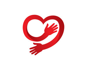 Love, care or charity logo template design, emblem, symbol or icon