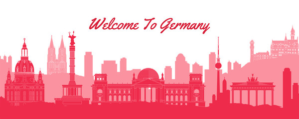 Fototapeta premium famous landmark of Germany,travel destination with silhouette classic design,vector illustration