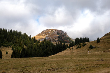 Autumn view of Bucegi Mountains, Bucegi National Park, Romania, perfect day for hiking