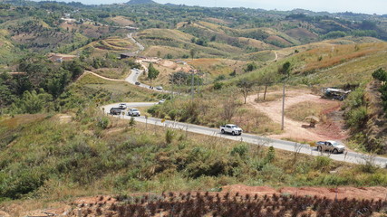 Transportation routes along the foothills