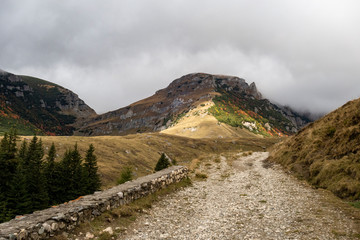 Autumn view of Bucegi Mountains, Bucegi National Park, Romania, perfect day for hiking