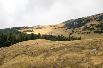 Autumn view of Bucegi Mountains, Bucegi National Park, Romania, perfect day for hiking