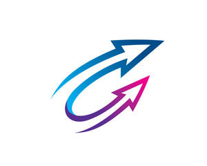 Double arrow logo template design, emblem, symbol or icon
