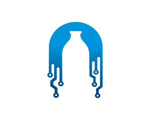 Milk technology logo template design, emblem, symbol or icon