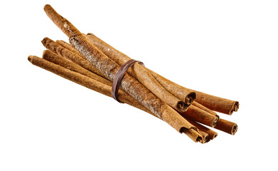 Cinnamon sticks with rope isolated on white background with clipping path