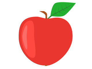 A red apple with a green leaf. Healthy fresh apple. Vector. Illustrations.
