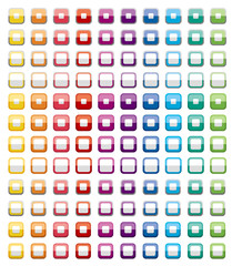 Square button icon in half-folded form.Square button icons of various colors.