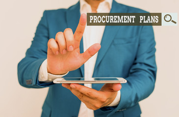 Word writing text Procurement Plans. Business photo showcasing determining the timeframes for their...