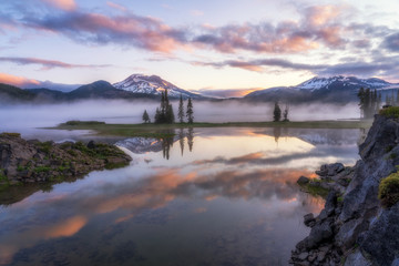 Cloud and Mountain Reflections - Sparks Lake - Oregon