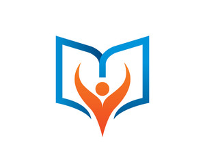 Book and people logo template design, emblem, symbol or icon