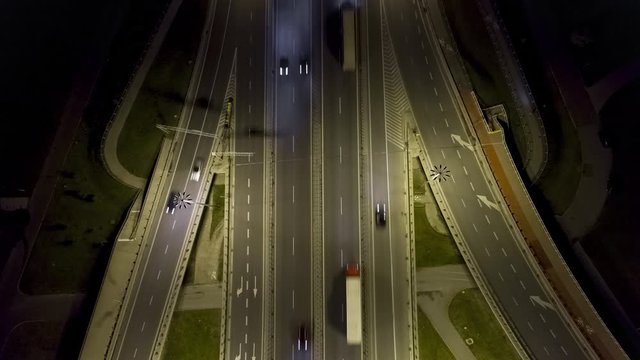 Top down shot of express road S8 in Warsaw