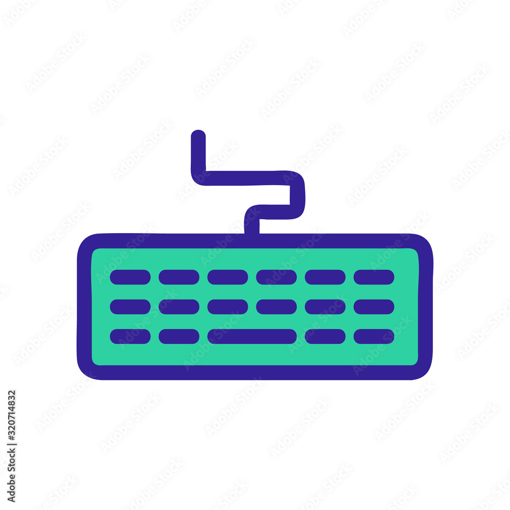 Poster working keyboard icon vector. a thin line sign. isolated contour symbol illustration