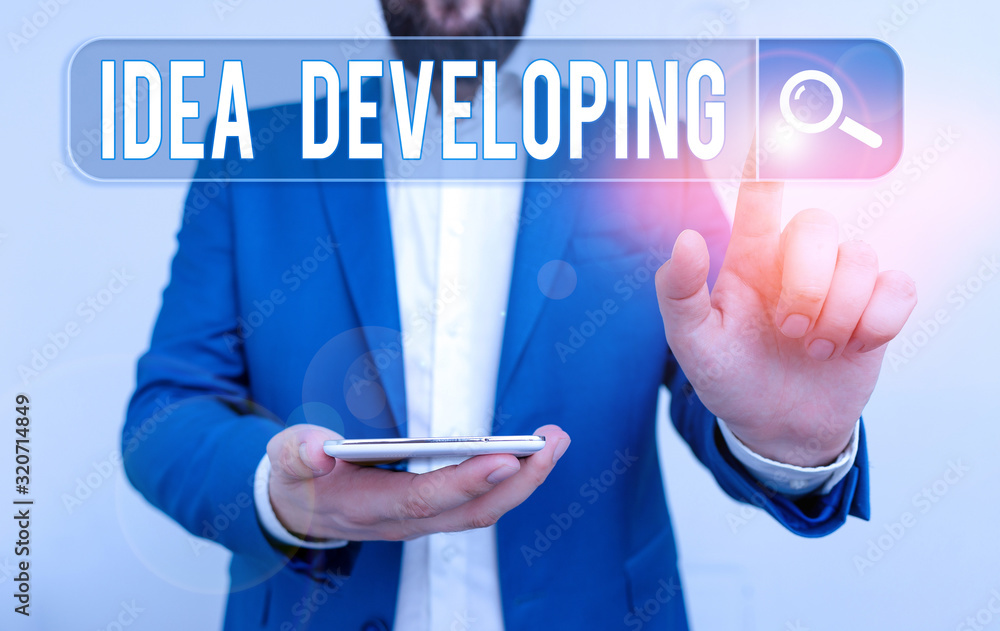 Poster text sign showing idea developing. business photo text innovating the concept and bringing the idea 