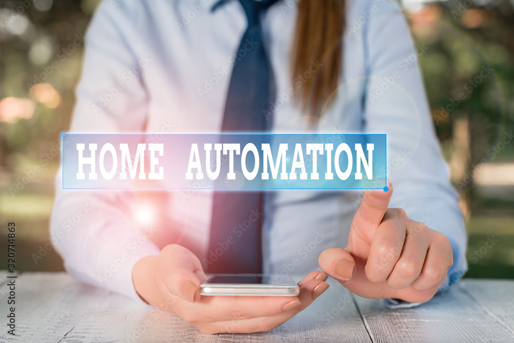 Poster handwriting text home automation. conceptual photo home solution that enables automating the bulk of