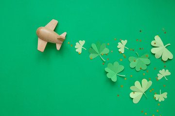 St. Patrick's day, Plane luck Shamrock on a green background