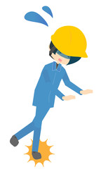 工場でぶつかる・こけるイラスト
