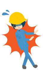工場でぶつかる・こけるイラスト